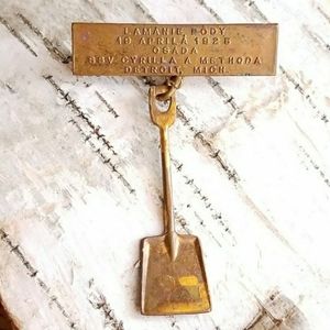Vintage Saints Cyril and Methodius Parish Polish church brooch pin 1920s Detroit